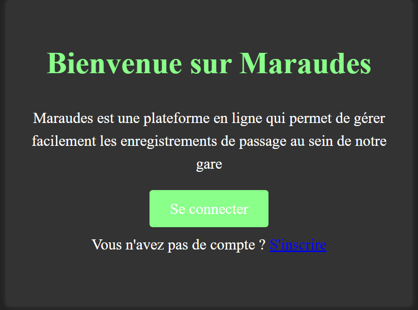 page d'accueil de maraudes